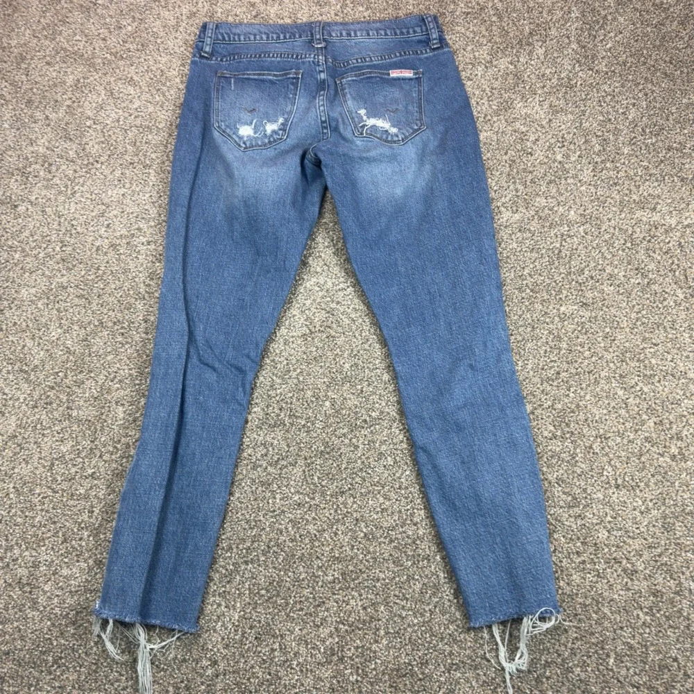 Hudson Krista Super Skinny Jeans Womens 27 Blue Distressed Raw Hem Stretch Denim